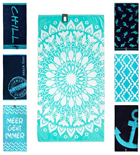 jilda-tex Strandtuch 90x180 cm Badetuch Strandlaken Handtuch 100% Baumwolle Velours Frottier Pflegeleicht (Mandala)