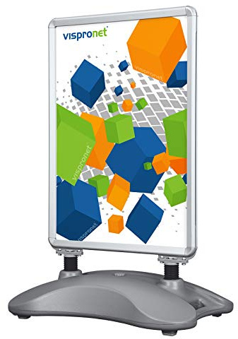 Vispronet Plakatständer DIN A0, Kundenstopper, Werbetafel, Gehwegaufsteller, Outdoor 1 (mit Wasserfuß und Stahlfedern)