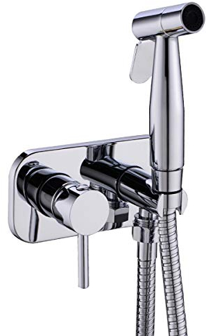 Brass Toilet Wall Mount Concealed Hot and Cold Bidet Spray Set, Brass Hand Held Sprayer Shattaf,Chrome