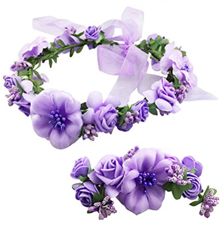 Stirnband-set Blumenkronen-stirnband Und Blumenarmband Brautkopfbedeckung Für Hochzeit Festival Party