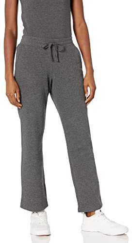Amazon Essentials Women's Straight Leg Sweatpants with Drawstring for Women, Fleece – (Available in Plus Size), Charcoal Heather, M