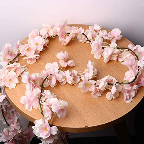Honfitat Künstliche Seidenkirschblüten-Blumen-Hängende Rebe-Girlanden-Haupthochzeits-Dekorationen - Rosa