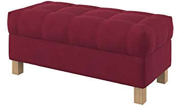 Furninero - Raffinierte gepolsterter Sitzbank Sitzhocker Sitzruhe Betthocker Ottomane, mit Stauraum, Quadratische Beine, 100 cm breit, Majestic Velvet Wine Red Stoff (Licht zu reinigende), Rot