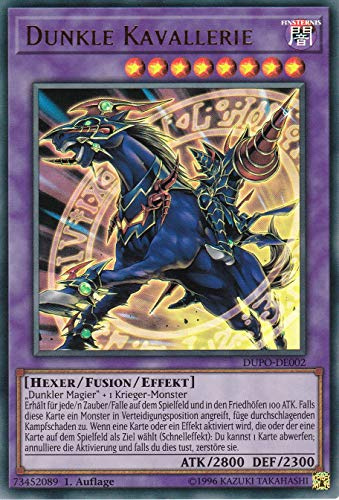 DUPO-DE002 - Dunkle Kavallerie - Ultra Rare - Yu-Gi-Oh - Deutsch - 1. Auflage im Set mit Ultra Pro Toploader und Ultra Pro Schutzhülle (Klarsicht)