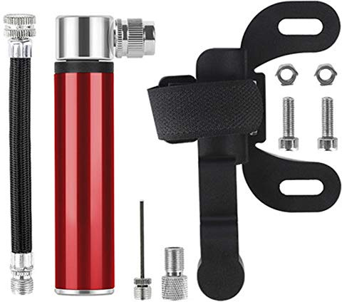 VOANZO High-pressure Bicycle Pull Pump, Mini Portable Cycling Pump Inflatable Road Mountain Bicycle Folding Bike (Red)