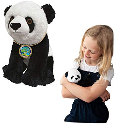 EcoBuddiez - Oso Panda de Deluxebase. Peluche Mediano de 20 cm elaborado con Botellas de plástico recicladas. Lindo Peluche ecológico con Forma de animalito para niños pequeños.