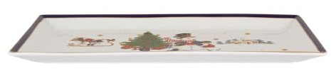 KASANOVA Piatto da portata rettangolare natalizio in porcellana, 36x21 cm