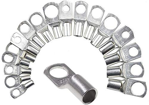 Rohrkabelschuhe 50 Stück Kabelschuhe Quetsch unisoliert M4 M5 M6 M8 M10 M12 1,5mm² - 120mm² Kupferrohr Kabel Verzinnt (4 mm² - M5)