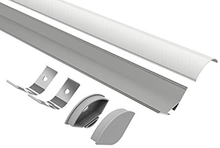 Tivendis Led Alu Profil 2 m ER20 Komplett Set für Strip/Streifen bis 20 mm breit | Abdeckung satiniert milchig, Endkappen, Befestigungclips | L-Form Winkel Ecke Winkelprofil Eckprofil eloxiert