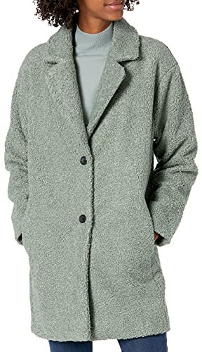 Amazon Essentials Giacca con Revers Oversize in Pile Teddy (precedentemente Daily Ritual) Donna, Verde Salvia, XXL