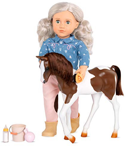 Our Generation Yanira Puppe mit Fohlen: EIN Herz für Pferde – Spielset mit Zubehör für Junge Reiterinnen