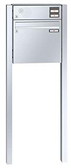 RENZ/Basic B/Freistehende Briefkastenanlage Standbriefkasten / V4A-Edelstahl/Volumen 12 L/zum Einbetonieren/Sprechsieb oben/Dein-Briefkasten.de