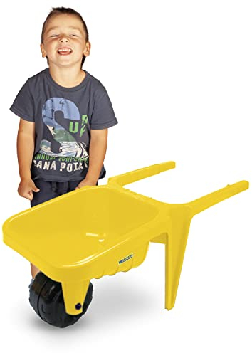 Wader 74803 - Gigant gelbe Schubkarre, bis 100 kg belastbar, ca. 77 x 34 x 32 cm groß, ab 12 Monaten, ideal für Garten, Sandkasten, Strand oder als Geschenk für kreatives Spielen