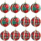 Belle Vous Palline di Natale (set di 12) - Palline di Natale verdi e rosse in tartan da 8 cm con spago - palline di albero di Natale per decorazione interna e sospensione albero di Natale