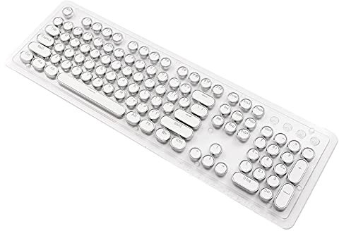 B Blesiya Round Keycaps Double Shot PBT Keycap Set with Translucent Layer Gaming Keyboard Retro Punk Typewriter-Style - white