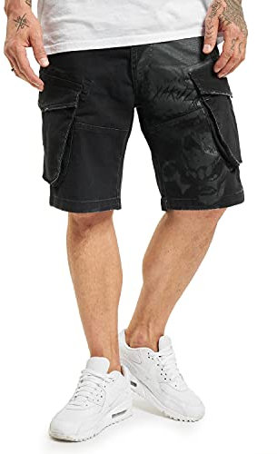 Yakuza Herren Knuckle Skull Cargoshorts, Schwarz, 30W