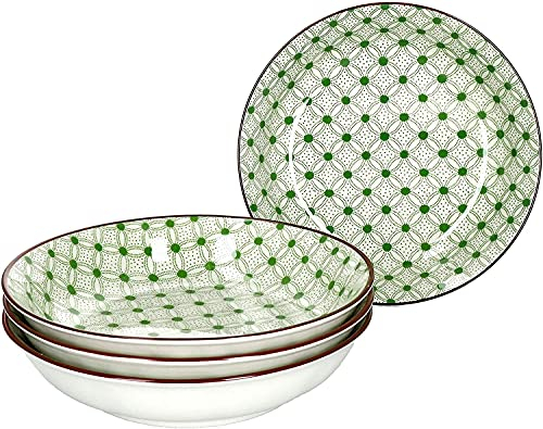 Ritzenhoff & Breker Juego de 4 platos hondos Lime Rio, para 4 Personas, cuenco para Soup Con decoración Verde, juego de vajilla de alta calidad, 4 platos de porcelana Con diámetro de 20 cm y 450 ml