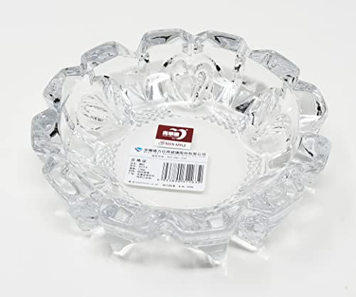 JRose Collections Cendrier rond en verre taillé en cristal pour bar, pub, restaurant, maison, bureau - 13 cm (JR1506)