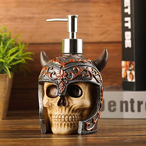 Viking Schädel Seifenspender mit Pumpe, nachfüllbarer flüssiger Handlotion-Flasche für Bad, Schlafzimmer und Küche.