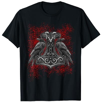 Thor Hammer Odins Raben Wikinger Nordmann Mythologie T-Shirt