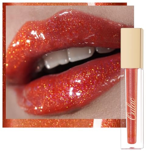 Oulac Coral Shimmer Liquid Lipstick High-Shine Glitter Lip Gloss for Women Shimmer Non-Sticky Glossy Finish Liquid Lipstick Hydrating Lip Gloss Fuller-looking Lip Makeup Vegan & Cruelty-Free 05