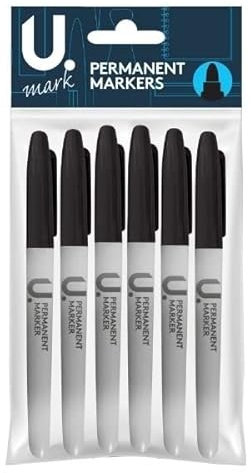Martello P2314 U. Marqueurs permanents Encre Noir Lot de 6
