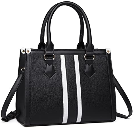Miss Lulu Femme Sac à Main Multifonctionnel - Design Convertible en Sac à Épaule et Bandoulière, Insert de Couleur,Noir Classique
