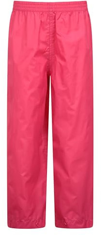 Mountain Warehouse Pakka Kids Waterproof Over Trousers - Taped Seams Rain Pants, Lightweight, Rip-Stop, Packaway Bag - for Autumn Winter, Walking, Travelling Bright Pink Teen Size 13 Years