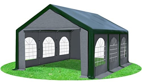 Stabilezelte Partyzelt 4x6m Modular Professional PVC 500 g/m² mit Fenster GRÜN GRAU