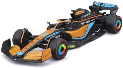 Bburago McLaren F1 Team MCL36 (2022): Modellauto im Maßstab 1:43, #4 Lando Norris, mit Fahrer, Hardcase, orange (18-38064N)