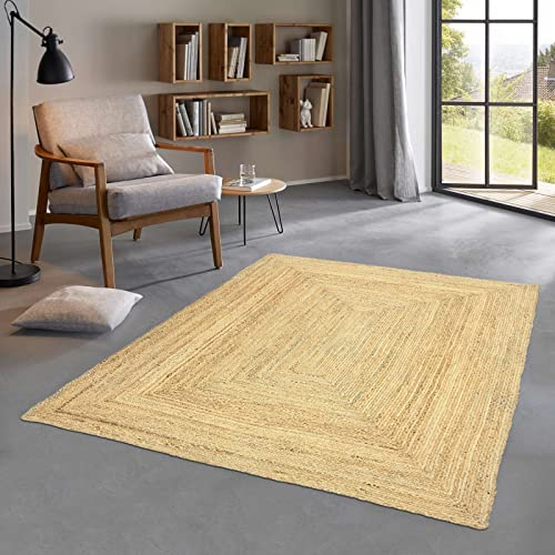 Taracarpet Jute Teppich Sisal Optik Kurzflor Boho modern für Wohnzimmer Schlafzimmer nachhaltig Natur-Teppich Sumakh 120x170 cm