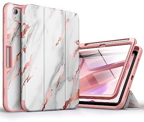 SURITCH para iPad 10th Generation Case 2022 iPad 10.9 Case, Protector de Pantalla Incorporado, Portalápices/Auto Wake/Sleep Ligero 360 Funda Protectora Smart Fold para iPad 10.9'' (Mármol)