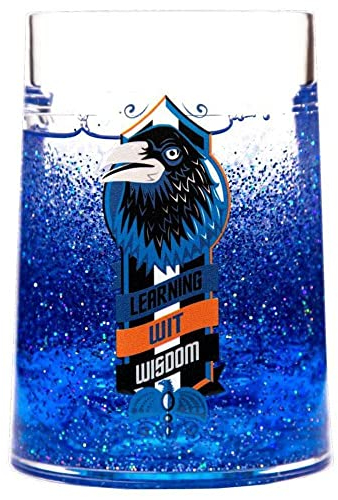 Harry Potter Ravenclaw House - Bicchiere liquido glitterato, altezza 11 cm