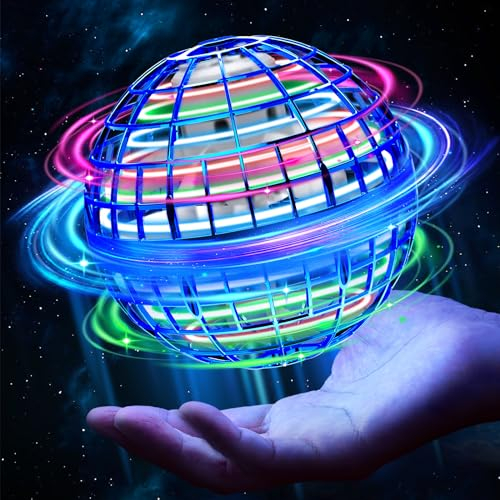 Flying Ball Orb Toys 2025, Upgraded Hover Orbi Ball Pro With RGB Lights, Magic Boomerang Hand Controlled UFO Mini Drone, Cool Stuff Globe Flying Spinner Smart Toys Gifts for Age 6+ Boys Girls Kids