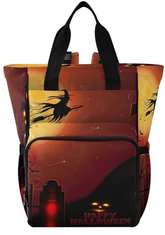 Caihoyu Windel-Rucksack, multifunktional, wasserdicht, Wickeltaschen für Einkaufen, Reisen, Halloween, Spukhaus, voller roter Mond, Mehrfarbig, 1 size, modern/enganliegend