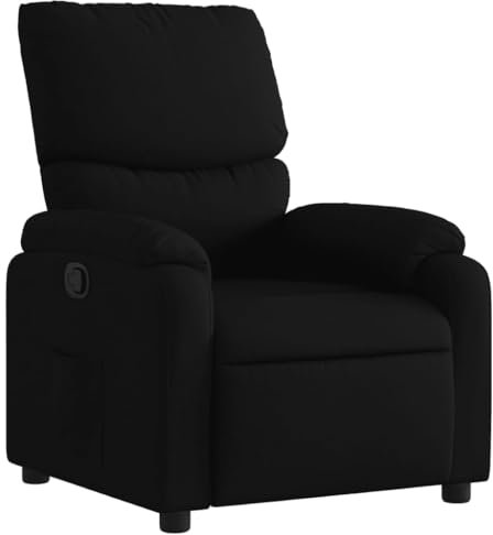 vidaXL Fauteuil Inclinable, Chaise de Relaxation avec Repose-Pieds, Siège avec Dossier et Accoudoirs Salle de Séjour, Moderne, Noir Tissu