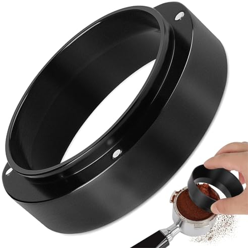 XIAOJING0 51mm Embudo Dosificador de Café,Universal Embudo Magnético Portafiltros Café Aluminio Accesorio Repuesto Dispensadora para Anillo de Espresso Portafiltro Fuerte y Resistente (Negro)