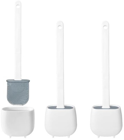 WELL HOME MOBILIARIO & DECORACIÓN 3X WC-Bürste aus TPR und thermoplastischem Gummi, Weiß