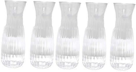 5-Piece Mini Plastic Flower Vase Set, Geometric Design, Clear Bud Vases for Home & Office Decor