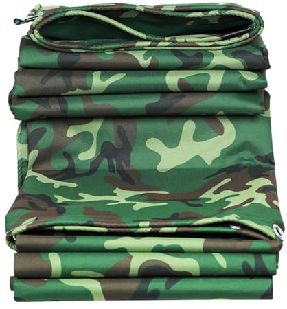 Bâche de Camouflage Robuste 450 g/m² résistante aux intempéries avec œillets, Toile avec revêtement en PVC, Feuille de Couverture pour Voiture, Bateau, Camping, Bois de Chauffage, tas de Bois(4x4m)