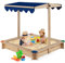 COSTWAY Bac à Sable en Bois de Sapin avec Toit Réglable & Inclinable, Bac à Sable Extérieur avec Conception sans Fond, Charge 90kg pour Enfant de 3 Ans+, 121 x 121 x 120 cm