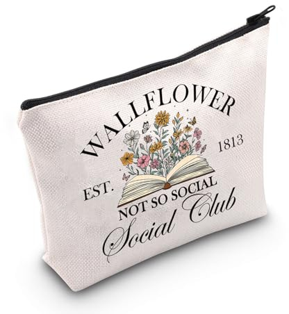 Polin Season Make-up-Tasche, Motiv: Wallflower Social Club, Geschenk, Colin's Carriage Rides Geschenke, Wandblumen-Reißverschlusstasche, Est1913 UK