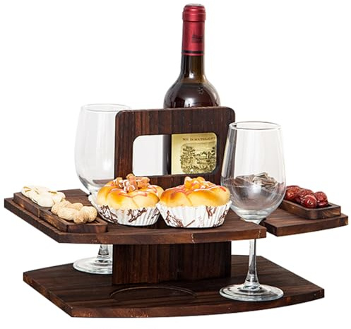 Table de pique-nique portable table de pique-nique portable table de pique-nique en bois table de vin détachable avec 2 porte-verre et plateau de collation, table de pique-nique à vin avec poignée po