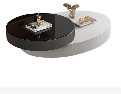GLigeT Sofatisch Drehbares ovales Couchtisch-Set, moderner Luxus-Glastisch for kleine Räume, stilvolle und funktionale Wohnmöbel Couchtisch(Grigio)