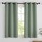 PONY DANCE Bistrogardine Küche Kurze Gardinen mit Ösen H 114 x B 106 cm Verdunklungsvorhänge Scheibengardinen Blickdicht Vorhänge für Badezimmer Fenster, Salbeigegrün