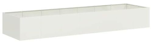 vidaXL Jardinera Acero Blanco 280x80x40 cm, macetero, Soporte para Plantas, lecho Elevado, Soporte para jardineras, Bandeja para Plantas