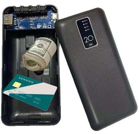 Derwrtup Secret Safe, Almacenamiento secreto,Ocultación de contenedores secretos de alojamiento | Power Bank disfrazada de contenedores valiosos, Caja de compartimento de ocultación para tarjetas de