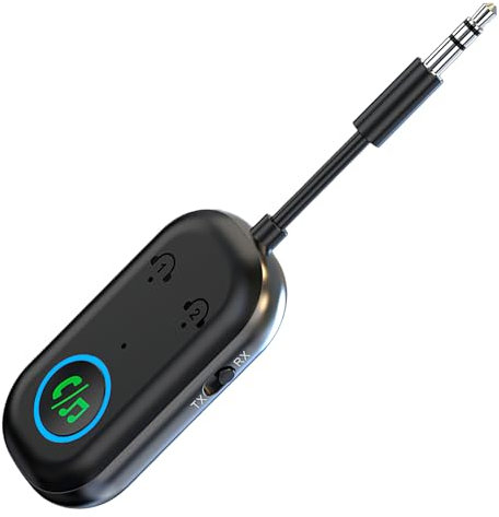 Adaptateur Bluetooth 5.3 Émetteur, Récepteur 2 en 1 Prend en Charge 2 Écouteurs, Prise Jack 3,5 mm Bluetooth pour TV, Téléphone, Voiture, Système Audio, Adaptateur Bluetooth Jack pour Tablette PC