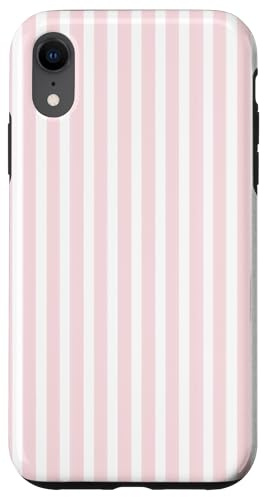Cute Light Pink White Stripes Pattern Minimalist Case for iPhone XR