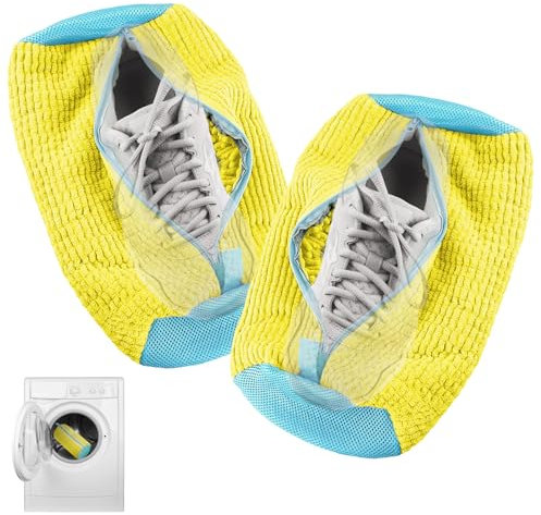 CNMTCCO Laundry Shoe Bag, 2 sacchetti per il lavaggio delle scarpe, riutilizzabili, con chiusura lampo, per scarpe da ginnastica, scarpe da tennis (giallo)
